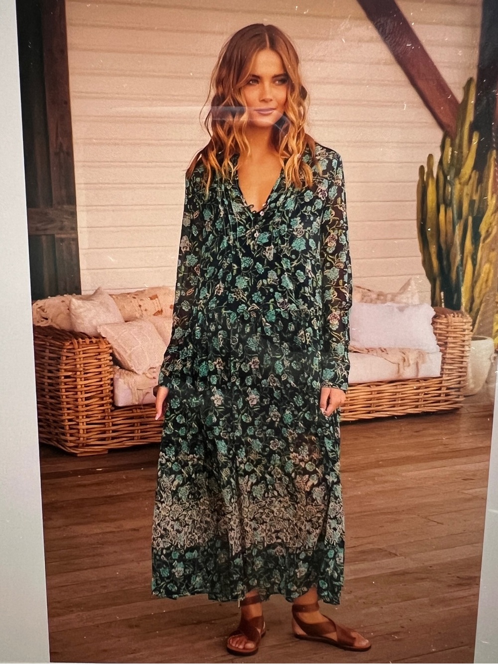 Free People See it Through Maxi Dress Nuly Blue Twilight Combo Sz XS New
